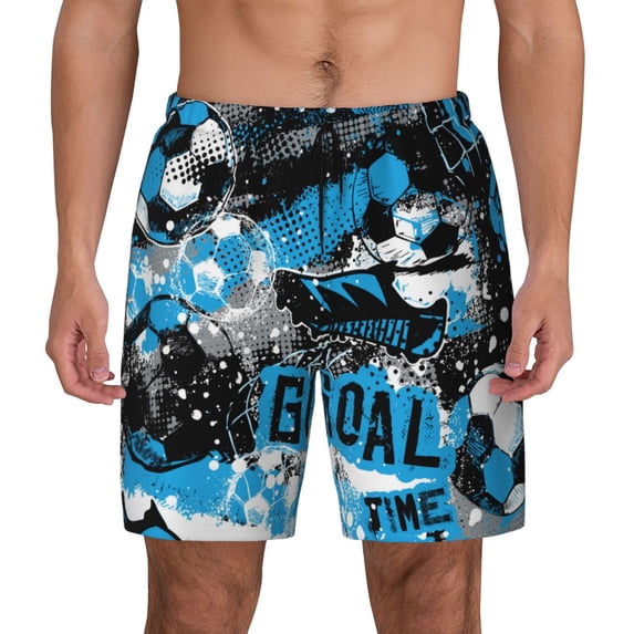 Haiem Football Time Mens Swim Trunks with Compression Liner 2 in 1 Swimming Shorts Stretch Swimwear Quick Dry,Board Shorts-Large