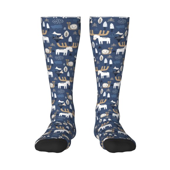 Haiem Forest Elk Socks, Funny Novelty Crazy Design Cotton Socks Sports Socks Knee High Socks For Men, Women,1Pairs - Gift For Working Friends