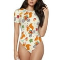 thumbnail image 1 of Haiem Forest Squirrel Women's Crew Neck Short Sleeve Bodysuit Tops Stretchy Slim Basic-Medium, 1 of 9