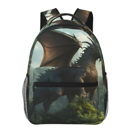 Haiem Forest Stone-Colored Dragon Printed School Backpack,Casual Travel Lightweight Backpack,Durable Comfortable Multifunctional Backpack,Laptop Backpack