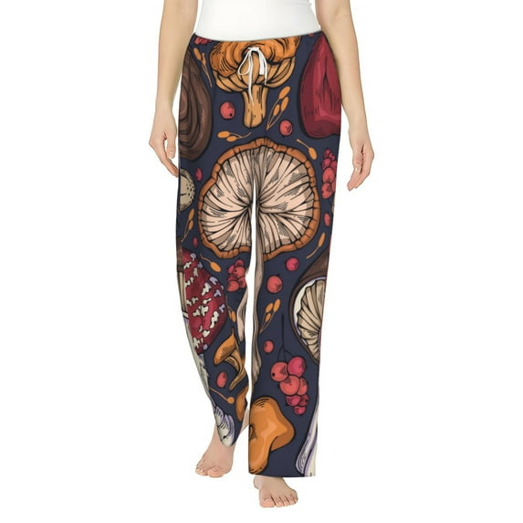 Haiem Forest Wild Mushroom Women's Pajama Pants Ultra Lightweight Pjs Bottoms Sleepwear Bottom Pants With Pocket Drawstring-X-Large