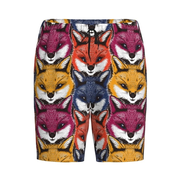 Haiem Fox Face Men's Pajama Short with Soft Woven Cotton Elastic Waistband Sleep Short-X-Large
