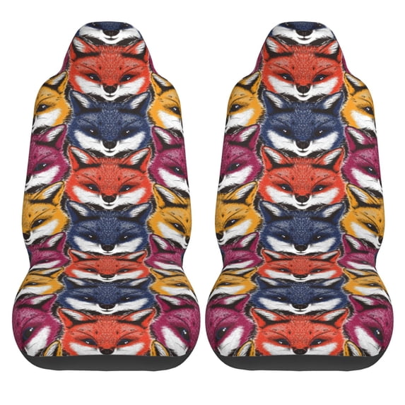 Haiem Fox Face Printed Car Seat Covers Set of 2, Universal Fit Car Seat Covers,Protective Seat Covers,Comfortable Car Seat Covers, Easy Installation Seat Covers, Vehicle Seat Covers