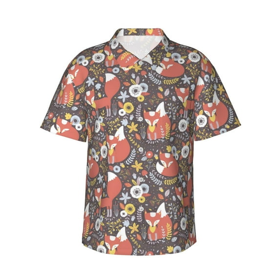 Haiem Foxes Printed Hawaiian Shirt for Men - Men’s Casual Beach Summer Shirts - Stretch Fabric with Modern Fit-3X-Large