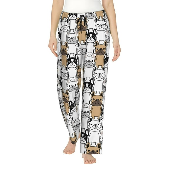 Haiem French Bulldog 2 Women's Pajama Pants Ultra Lightweight Pjs Bottoms Sleepwear Bottom Pants With Pocket Drawstring-Large