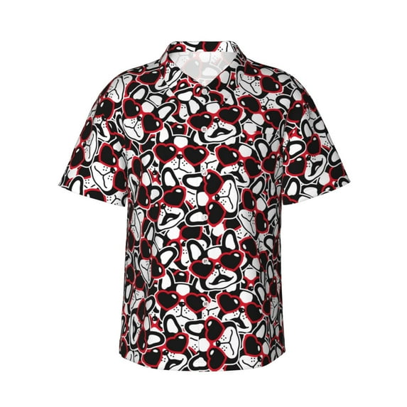Haiem French Bulldog1 Printed Hawaiian Shirt for Men - Men’s Casual Beach Summer Shirts - Stretch Fabric with Modern Fit-X-Large