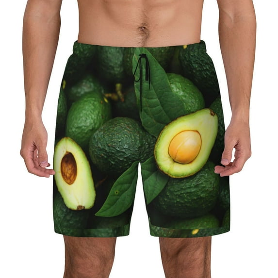 Haiem Fresh Avocados Mens Swim Trunks with Compression Liner 2 in 1 Swimming Shorts Stretch Swimwear Quick Dry,Board Shorts-3X-Large