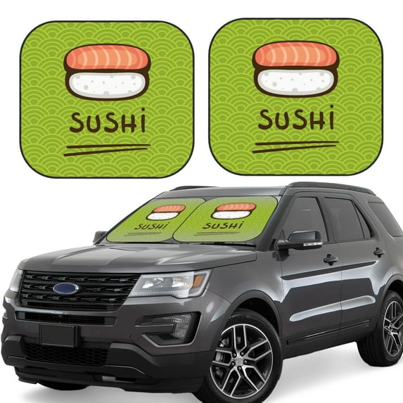 Haiem Fresh Sushi Car Windshield Sun Shade (2 Pieces) Foldable Windshield Sun Shade Car Accessories for Truck SUV Pickup-Medium