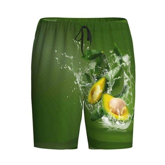 Haiem Friut Avocado Men's Pajama Short with Soft Woven Cotton Elastic Waistband Sleep Short-X-Large