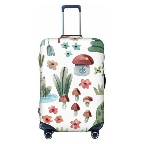 Haiem Frog and Forest Plants Luggage Cover Printed Suitcase Covers for Luggage Elastic Washable Suitcase Protector Fits 18-32 Inch Luggage-X-Large