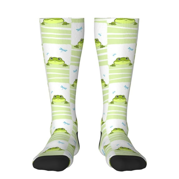 Haiem Frogs and Dragonflies Socks, Funny Novelty Crazy Design Cotton Socks Sports Socks Knee High Socks For Men, Women,1Pairs - Gift For Working Friends