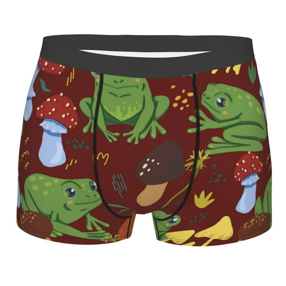 Haiem Frogs and Mushrooms Men's Boxer Briefs, Every Day Comfort Stretch Cotton Moisture-Wicking Underwear-XX-Large