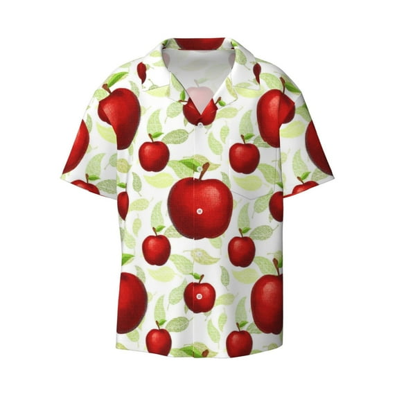 Haiem Fruit Apples Men's Casual Shirts Short Sleeve Button Down Shirts Fashion Textured Summer Beach Shirt-XX-Large