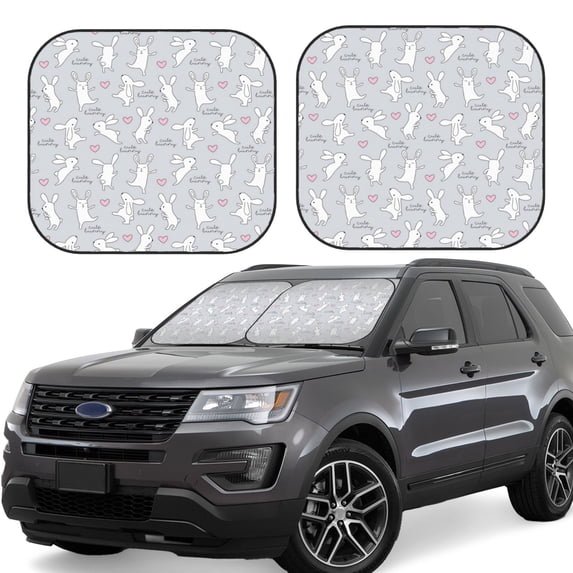 Haiem Fun Rabbit Car Windshield Sun Shade (2 Pieces) Foldable Windshield Sun Shade Car Accessories for Truck SUV Pickup-Medium