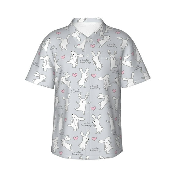 Haiem Fun Rabbit Printed Hawaiian Shirt for Men - Men’s Casual Beach Summer Shirts - Stretch Fabric with Modern Fit-Medium