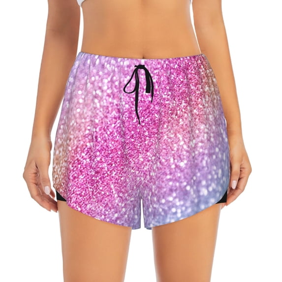 Haiem Fun Rainbow Women's 2 in 1 Running Shorts - Lightweight Athletic Workout Gym Yoga Breathable Sports Shorts Liner with Phone Pockets-Small
