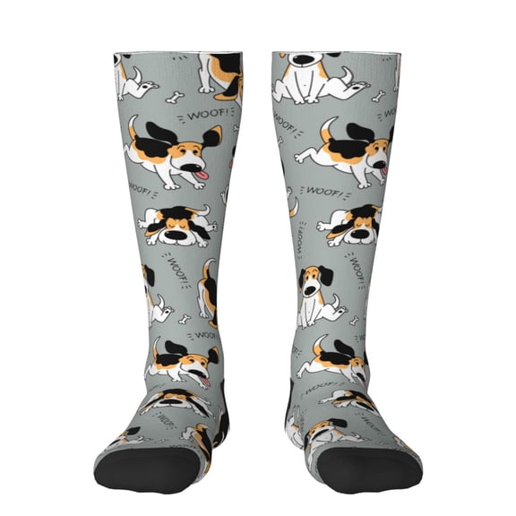 Haiem Funny Beagle Active Dog Socks, Funny Novelty Crazy Design Cotton Socks Sports Socks Knee High Socks For Men, Women,1Pairs - Gift For Working Friends