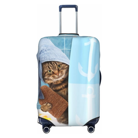 Haiem Funny Cat Taking a Bath Luggage Cover Printed Suitcase Covers for Luggage Elastic Washable Suitcase Protector Fits 18-32 Inch Luggage-Medium