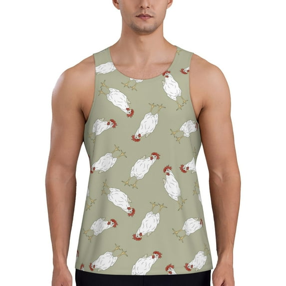 Haiem Funny Chicken Men Workout Tank Top Gym Bodybuilding Sleeveless Muscle T Shirts Athletic Tank Breathable Workout Shirt-4X-Large