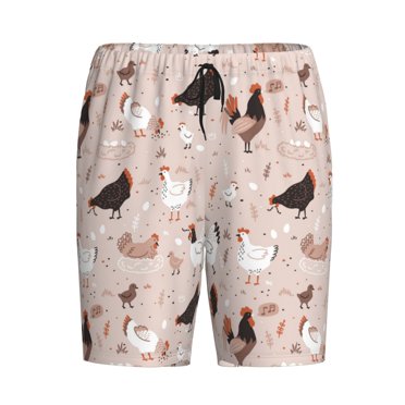 Haiem Funny Chicken Men's Pajama Short with Soft Woven Cotton Elastic Waistband Sleep Short-XX-Large