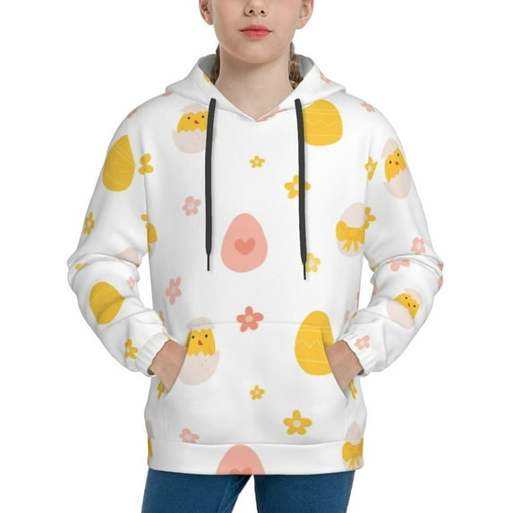 Haiem Funny Chicken Pattern Boys Hoodie, Youth Pullover Hooded Sweatshirt, Kangaroo Pocket Hoodie for Kids Girls -Small