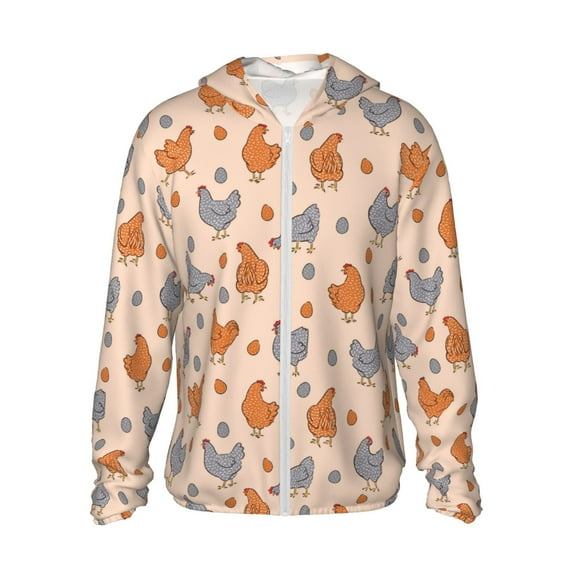 Haiem Funny Chicken UPF 50+ Fishing Shirts for Men Long Sleeve UV Sun Protection Hoodie Non-Mask Outdoor Hiking Shirts