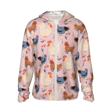 Haiem Funny Chicken UPF 50+ Fishing Shirts for Men Long Sleeve UV Sun Protection Hoodie Non-Mask Outdoor Hiking Shirts
