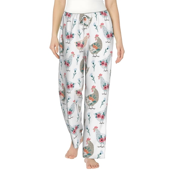 Haiem Funny Chicken Women's Pajama Pants Ultra Lightweight Pjs Bottoms Sleepwear Bottom Pants With Pocket Drawstring-Medium