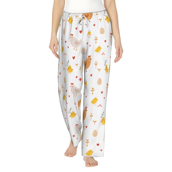 Haiem Funny Chicken Women's Pajama Pants Ultra Lightweight Pjs Bottoms Sleepwear Bottom Pants With Pocket Drawstring-Small