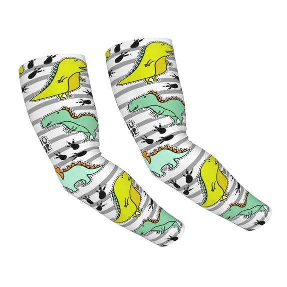 Haiem Funny Dinosaurs on Stripes UV Protection Cooling Arm Sleeves for Men and Women UPF 50 Sun Sleeve