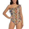 thumbnail image 1 of Haiem Funny Dogs Family Women's One Piece Swimsuits Tummy Control One Shoulder Bathing Suits Ruffle Swimwear-Medium, 1 of 8