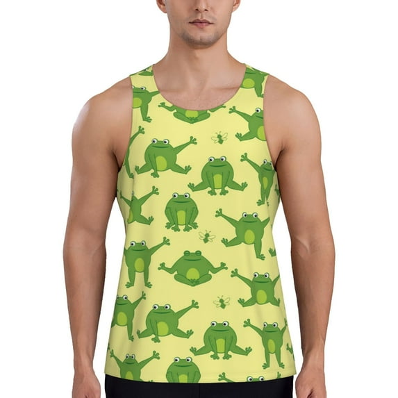 Haiem Funny Frogs Men Workout Tank Top Gym Bodybuilding Sleeveless Muscle T Shirts Athletic Tank Breathable Workout Shirt-3X-Large