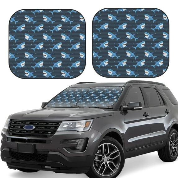 Haiem Funny Sharks Car Windshield Sun Shade (2 Pieces) Foldable Windshield Sun Shade Car Accessories for Truck SUV Pickup-Medium