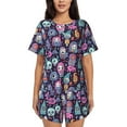 thumbnail image 1 of Haiem Funny colorful skull ghost Pattern Pajama Set for Women 2 Piece Lounge Set Short Sleeve Tops and Shorts Soft Sleepwear-Medium, 1 of 7