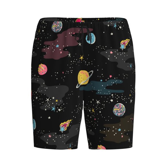 Haiem Galaxy Men's Pajama Short with Soft Woven Cotton Elastic Waistband Sleep Short-Medium