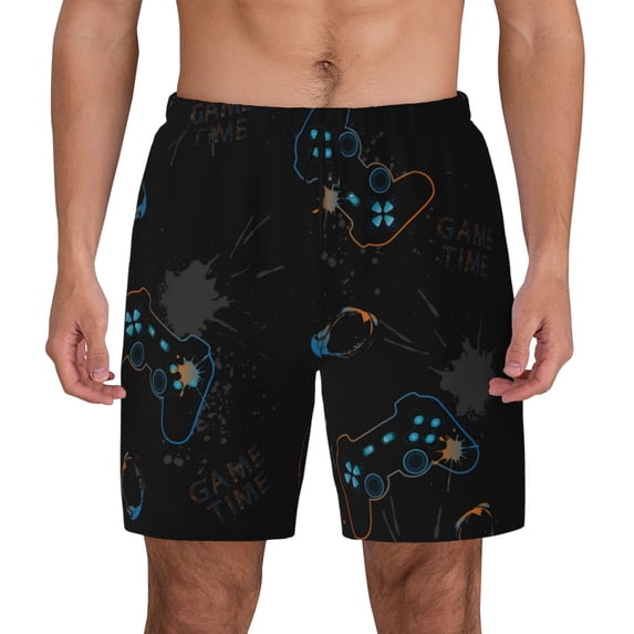 Haiem Game Time Mens Swim Trunks with Compression Liner 2 in 1 Swimming Shorts Stretch Swimwear Quick Dry,Board Shorts-XX-Large