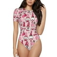 thumbnail image 1 of Haiem Garden Gnomes Women's Crew Neck Short Sleeve Bodysuit Tops Stretchy Slim Basic-Large, 1 of 9