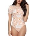 thumbnail image 1 of Haiem Geese and Flower Women's Crew Neck Short Sleeve Bodysuit Tops Stretchy Slim Basic-Small, 1 of 9