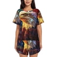 thumbnail image 1 of Haiem Geometric American Bald Eagle Pattern Pajama Set for Women 2 Piece Lounge Set Short Sleeve Tops and Shorts Soft Sleepwear-X-Large, 1 of 7