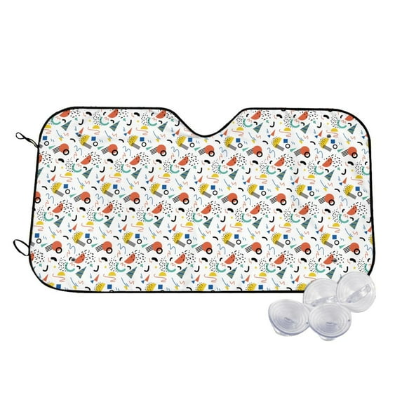Haiem Geometric Retro Car Windshield Sun Shade - Blocks UV Rays Sun Visor Protector, Sunshade to Keep Your Vehicle Cool, Universal Fit SUV Van Sedan-Medium
