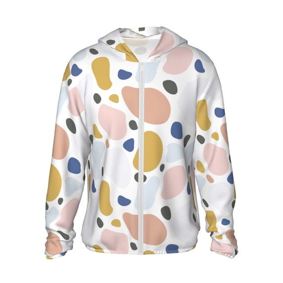 Haiem Geometric Spots UPF 50+ Fishing Shirts for Men Long Sleeve UV Sun Protection Hoodie Non-Mask Outdoor Hiking Shirts