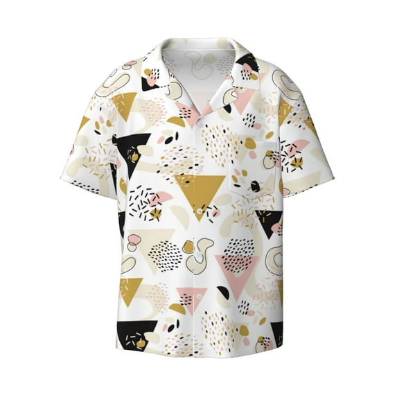 Haiem Geometric Triangle Men's Casual Shirts Short Sleeve Button Down Shirts Fashion Textured Summer Beach Shirt-4X-Large