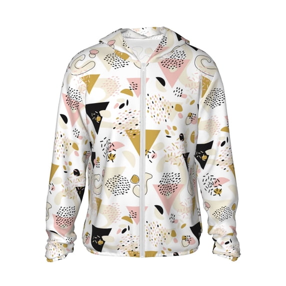Haiem Geometric Triangle UPF 50+ Fishing Shirts for Men Long Sleeve UV Sun Protection Hoodie Non-Mask Outdoor Hiking Shirts