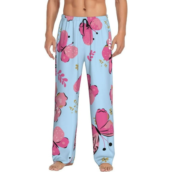 Haiem Girl Butterfly Men's Pajama Pants Ultra Lightweight Pjs Bottoms Sleepwear Bottom Pants with Pocket Drawstring-XX-Large