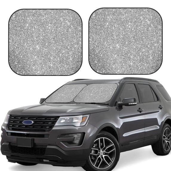 Haiem Glittersilver Windshield Sun Shade: Universal Foldable 2-Piece Car Front Window Sunshade - Blocks Uv Rays, And Reduces Heat,Essential Car Accessory Small