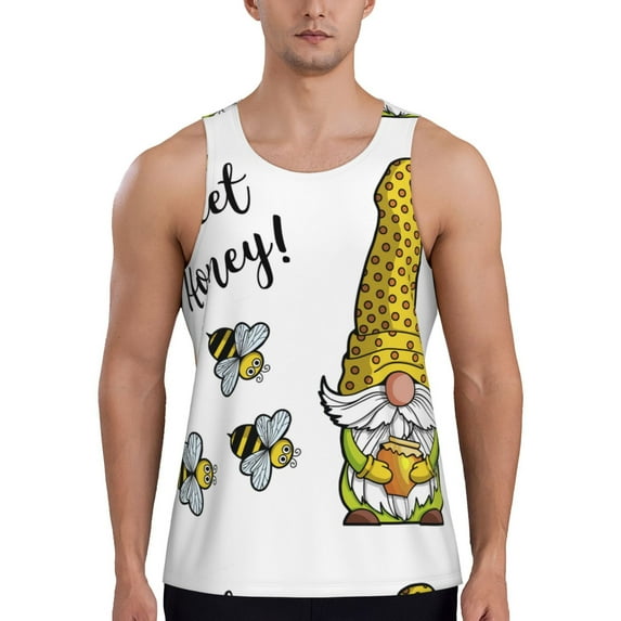 Haiem Gnome Sweet Honey Men Workout Tank Top Gym Bodybuilding Sleeveless Muscle T Shirts Athletic Tank Breathable Workout Shirt-XX-Large