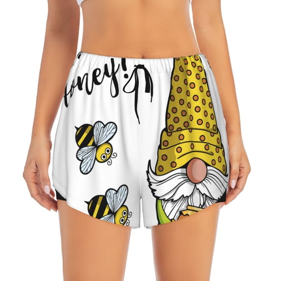 Haiem Gnome Sweet Honey Women's 2 in 1 Running Shorts - Lightweight Athletic Workout Gym Yoga Breathable Sports Shorts Liner with Phone Pockets-Small