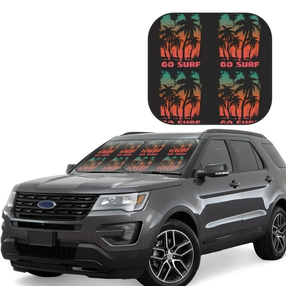 Haiem Go Surfer Car Windshield Sun Shade (2 Pieces) Foldable Windshield Sun Shade Car Accessories for Truck SUV Pickup-Large
