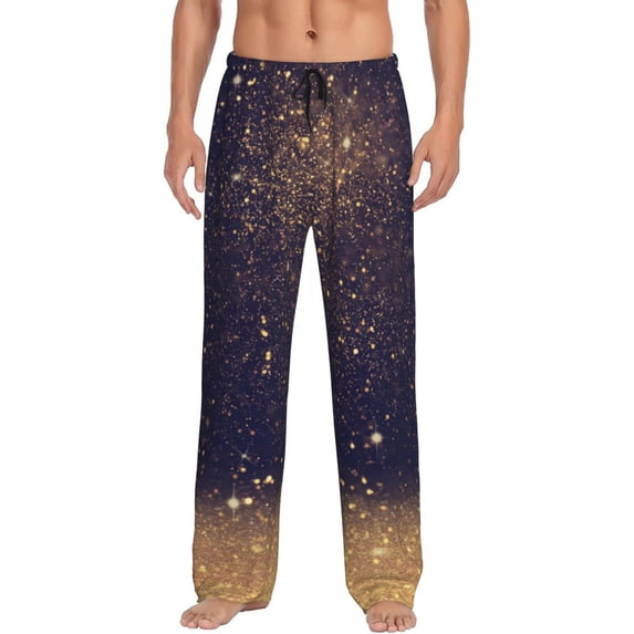 Haiem Gold Black Glitter Men's Pajama Pants Ultra Lightweight Pjs Bottoms Sleepwear Bottom Pants with Pocket Drawstring-Small