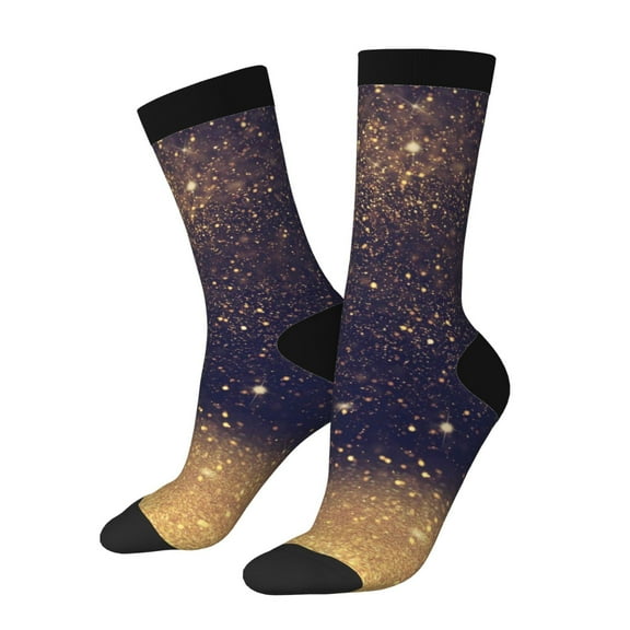 Haiem Gold Black Glitter Pattern Crew Socks – Soft & Durable Moisture-wicking Socks, Stay-Up Fit for Business, Work, and Casual Wear Size 5-11
